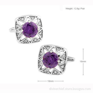 Top Selling Octagon Skeleton Purple Men Suit Shirt Cufflinks With Purple Ziron